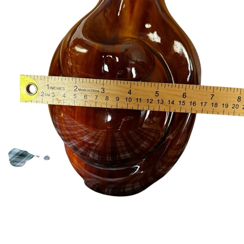 Large Sculptural Pottery Vase Brown Drip Glaze Swirl Abstract Art MCM Style 14